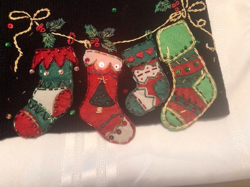 Christmas Sweater Vest by Heirloom Collectibles for Women 1X Black V Neck Zip Up - Picture 8 of 9