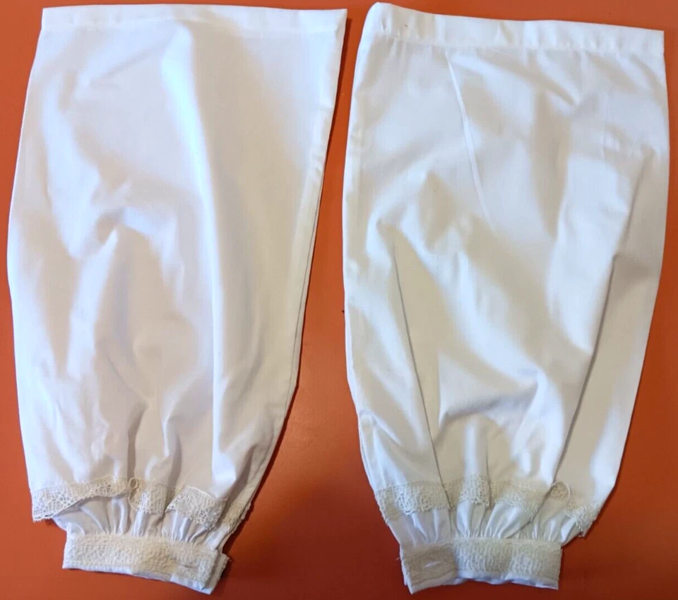 Women's White Cotton Lace Trimmed Repro. Civil War Antique Lace & Glass Buttons - Image 4 of 4