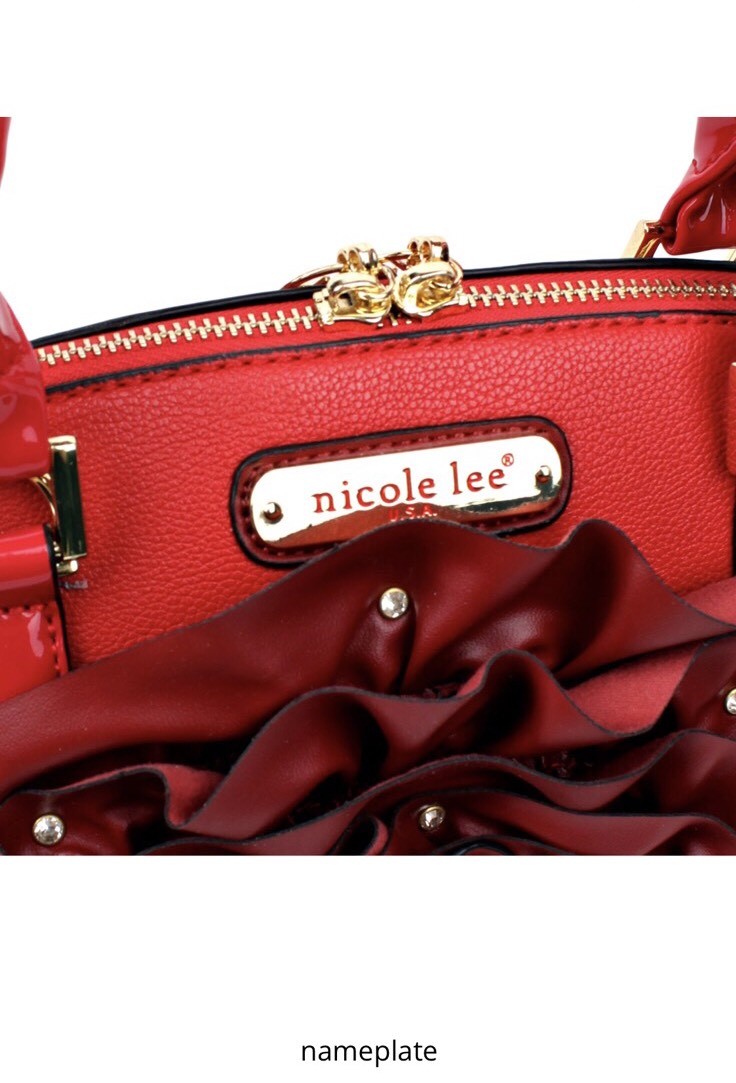 👄NICOLE LEE USA RED ROSE RUFFLES DOME SATCHEL BAG W/STRAP  display picture 1