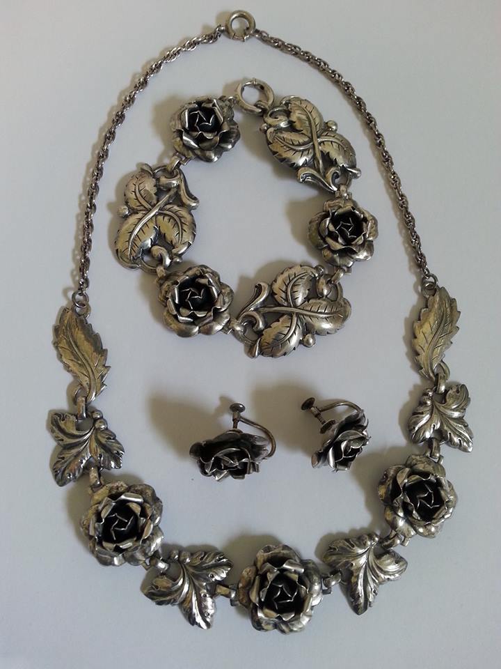 70's vintage silver925 necklace＆bracelet VINTAGE MARKED STERLING SILVER NECKLACE BRACELET EARRINGS