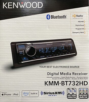NEW Kenwood KMM-BT732HD 1-DIN Car Digital Media Receiver w/ Bluetooth, HD Radio
