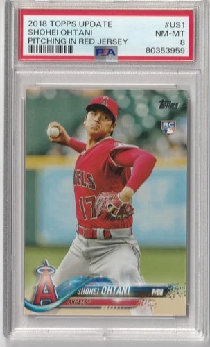 2018 Topps Update Shohei Ohtani #US1 Pitching In Red Jersey PSA 8 NM-MT