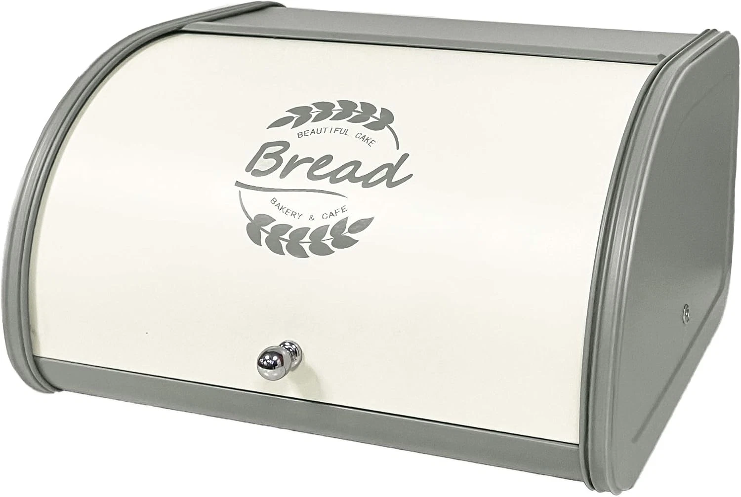 X458 Gray Bread Box Roll Top, Metal Bread Box for Kitchen Countertop, Large Spac