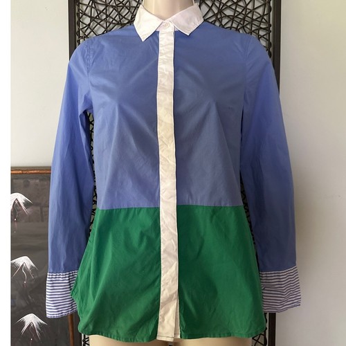 J CREW FACTORY HABERDASHERY Womens Shirt Color Block Button Down Preppy XXS - Bild 2 von 13
