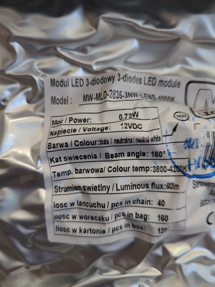 0.72W 12VDC IP67 LED Module for Light Boxes, Neutral White 4000K, x 160pcs - New - Image 3 of 4