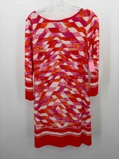 Vince Camuto Orange Size 6 Printed Shift Knee Length Long Sleeve Dress