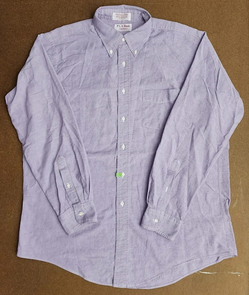 Vtg Jos A Bank Men's Lavander Purple Oxford Button Down OCBD Shirt 17 USA Ivy. - Image 3 of 4