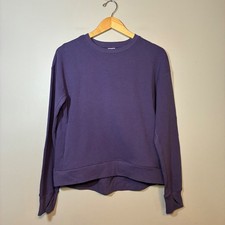 All in Motion Womens Purple French Terry Crewneck Sweatshirt Thumbholes Small