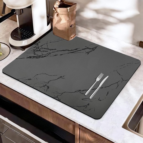 Abtropfmatte Geschirr, 60 X 40 Cm Unterlage Kaffeemaschine Abtropfmatte Grau-image