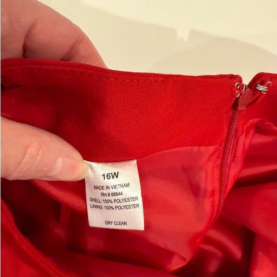 John Meyer Red Suit 16W Blazer & Skirt Set Leopard Lined Power Career Outfit - Image 4 of 4