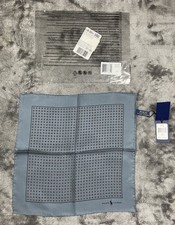 Polo Ralph Lauren Silk Pocket Square Geometric Italy Charcoal Gray Grey NWT 14  