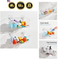 Bath Toy Storage Holder for Bathtub, Clear Bath Toy Organizer Large Capacity ...