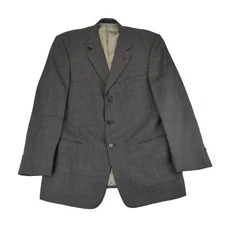 Tallia Uomo Black Checked Blazer Jacket Sport Coat 3 Button 100% Wool 42R