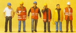 Trabajadores modernos Preiser 10420 escala HO -- con chalecos de advertencia paquete (6) Foto 4 de 4