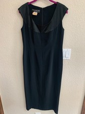 Jones New York Evening Black Satin Trim Dress Size 6
