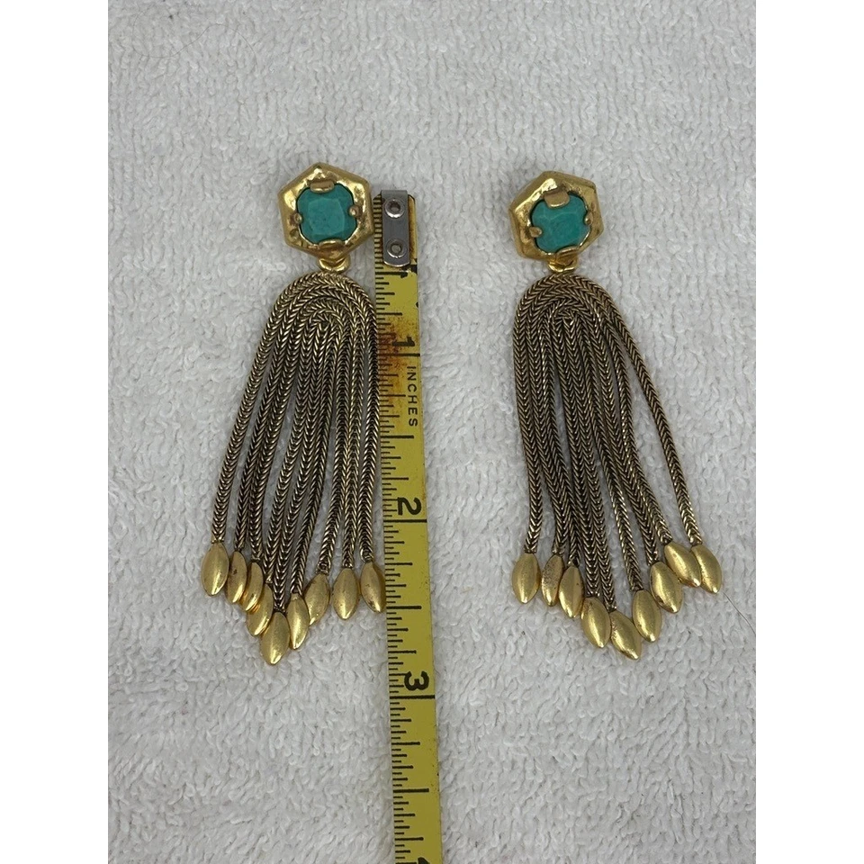 Pendientes con borla araña tono dorado turquesa Stella & Dot Foto 4 de 4
