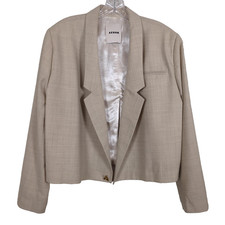 Aeron Blazer donna 40 L beige lana crop oversize foderato un bottone giacca corta