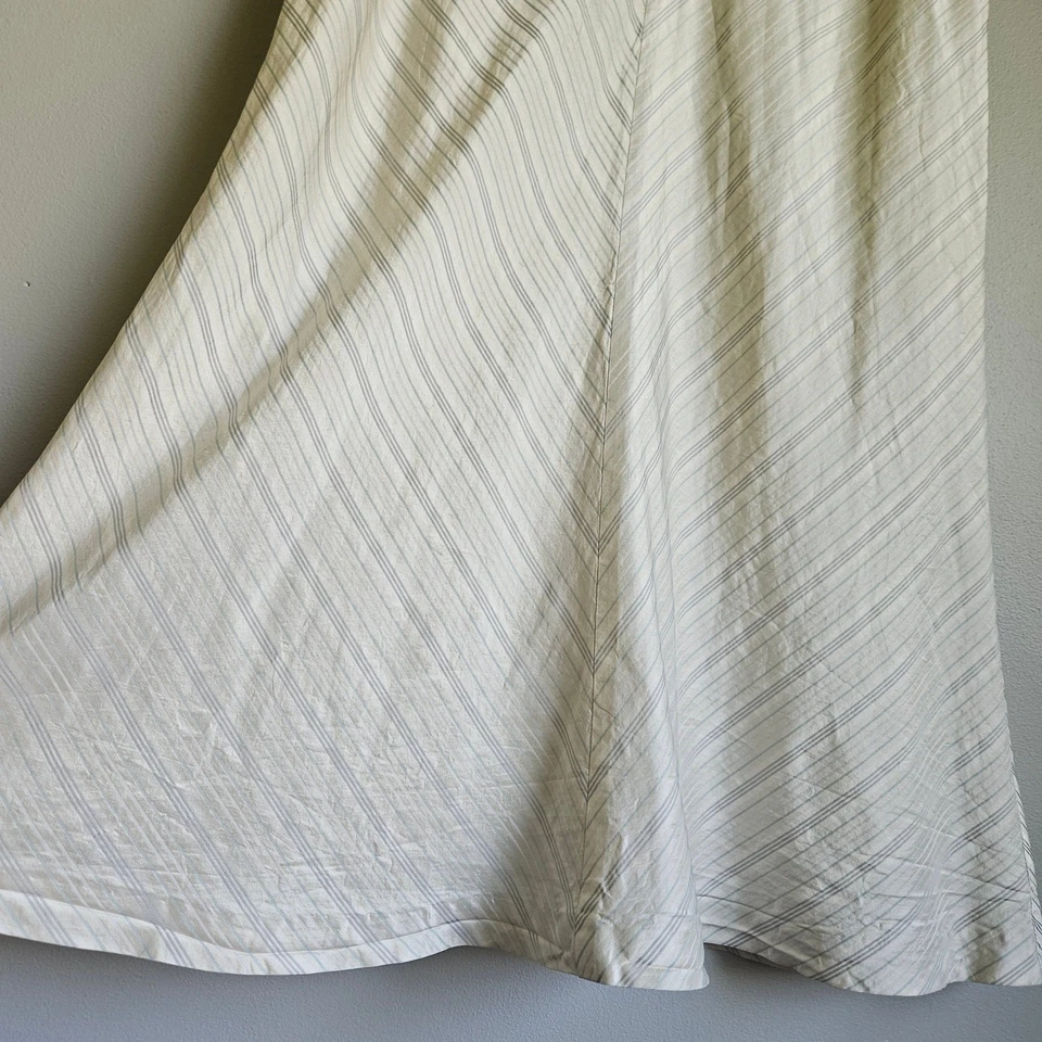 Винтажная женская юбка Banana Republic 8 шелковая бежевая полоса миди Y2K осень 2003 - Изображение 3 из 4