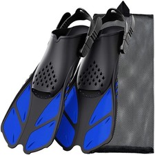 Snorkel Fins Adjustable Buckle Short Silicone Swimming Flippers Open Heel Diving