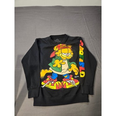 Garfield Nickelodeon Black Graphic Crewneck Sweatshirt Streetwear Cat Small