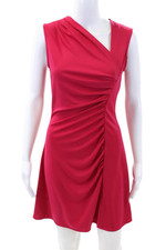 Shoshanna Women's Asymmetrical Neckline Rouge Mini Dress Pink Size 0
