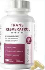 iMATCHME Trans-Resveratrol 955mg - 120 Capsules - Berberine Liposomal - Sealed