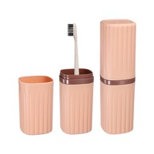 Travel Toothbrush Case 2.36 x 2.36 x 8.27" Stripe Toothbrush Holder Pink