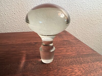 EXTRA LARGE GLASS BOTTLE DECANTER STOPPER ROUND CLEAR 4  H  1.19  Stopper Diam