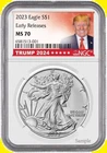 2023 1 oz 999 Silver Eagle NGC MS 70 Early Releases White Core Trump label