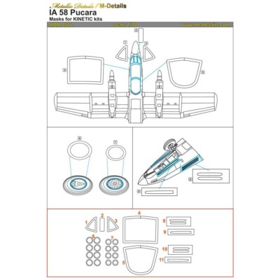 FMA IA 58 Pucara. Baldachin-Lackmasken (für Kinetic) 1:48 für Modellflugzeugb...