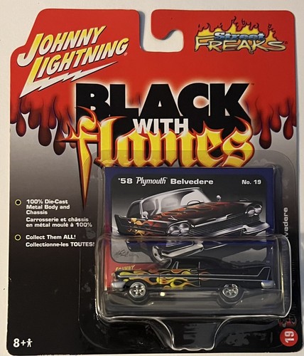 Johnny Lightning Black With Flames ‘56 School Bus & ‘58 Belvedere NEW/VHTF - Picture 2 of 4