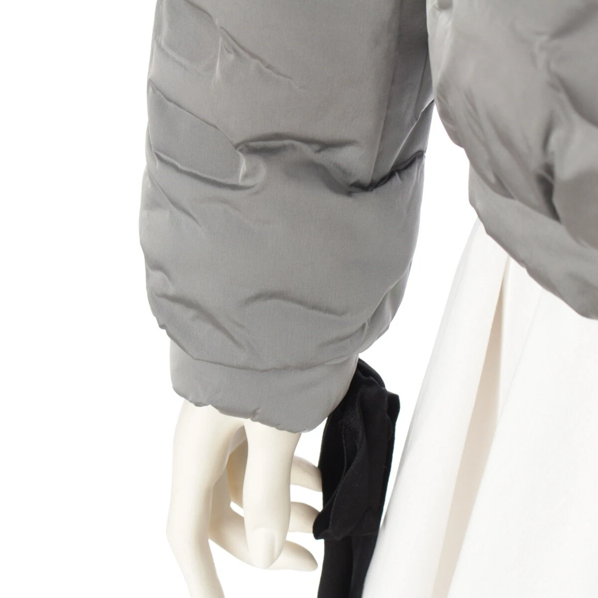 Piumino CHANEL nylon nero nastro logo blouson capospalla grigio chiaro 36