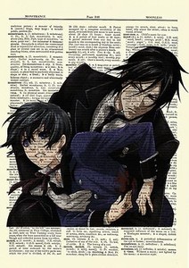 Black Butler Sebastian Ciel Anime Dictionary Art Poster Picture
