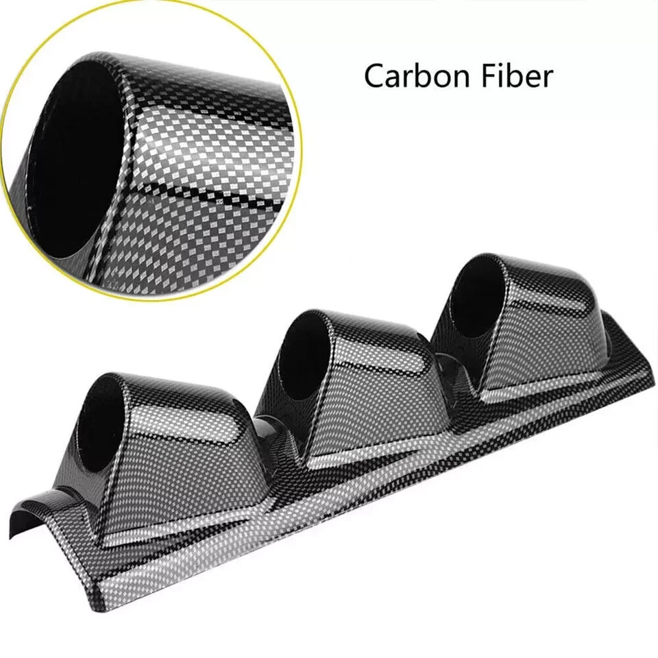 Superior Carbono 2" 52mm TRACCIÓN A LA IZQUIERDA Pod A Pilar Triple 3 Agujeros Montaje Medidor Soporte Foto 2 de 4