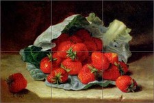 Ceramic Tile Mural Kitchen Backsplash Stannard Strawberry Fruit Art EHS004