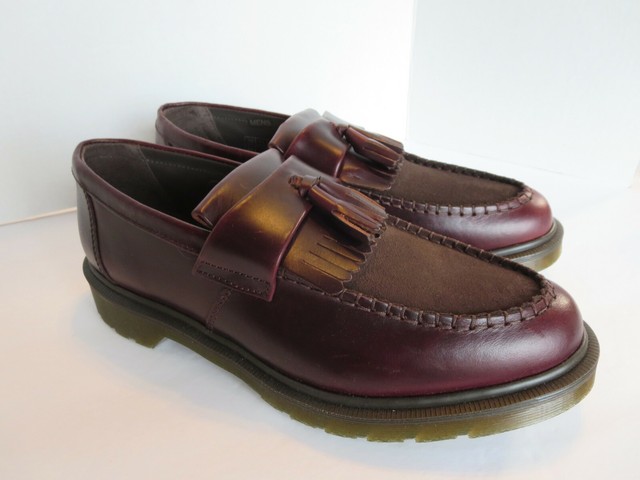 dr martens adrian tassel loafers cherry red