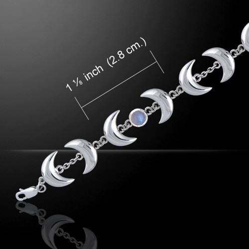 Crescent Triple Moon .925 Sterling Silver Bracelet by Peter Stone Fine