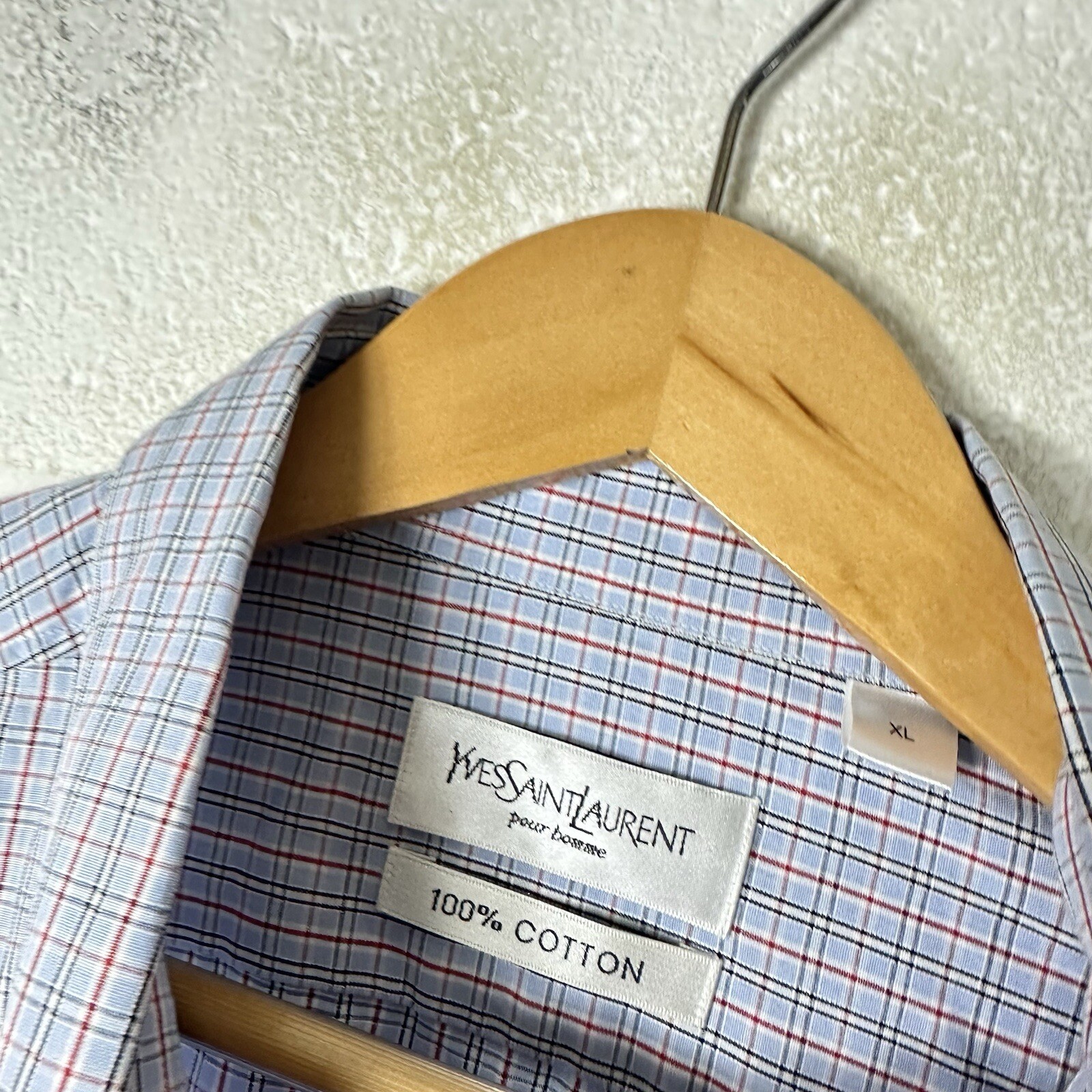 Camicia vintage Yves Saint Laurent uomo extra large blu rosso a quadri YSL anni 90 Y2K*