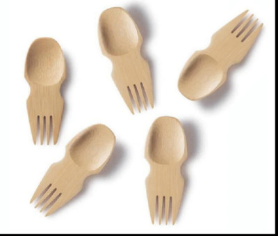 Bambu Bamboo Spoon, Knife & Fork Set or Bamboo Sporks