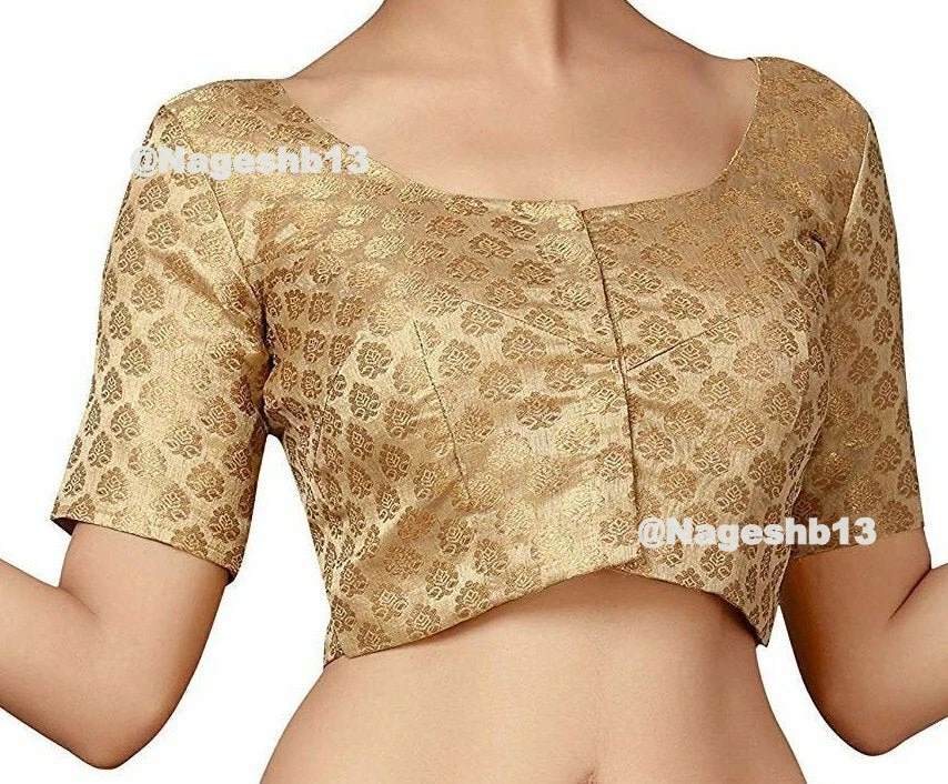 Designer blouse top for golden saree