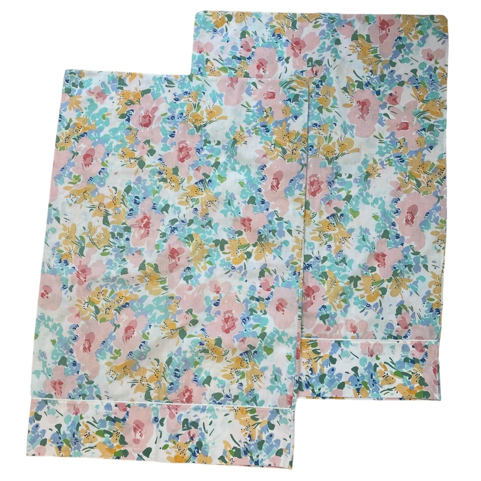 JC Penney Percale 枕套 Flower Power 20 世纪 70 年代聚棉花卉复古 MCM — 第 2/4 张图片