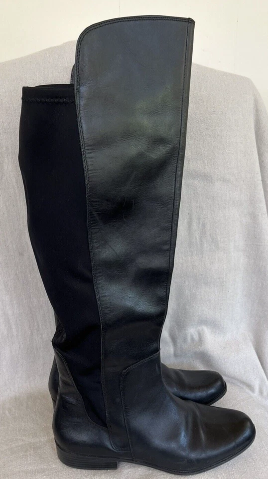 Botas de montar sobre la rodilla de cuero negro y lycra elástica 9,5 Bandolino Chieri Foto 2 de 4