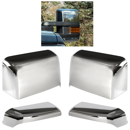 For 2014-2019 Chevy Silverado GMC Sierra Chrome Tow Mirror Cap Cover Assemblies