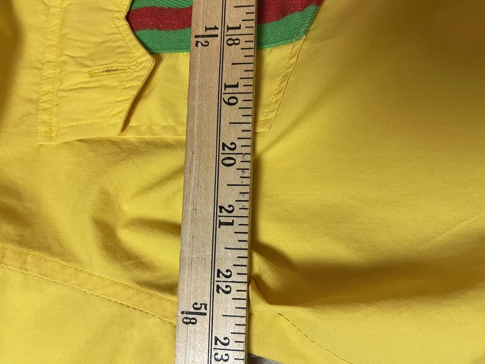 HAMA MENS BUTTON DOWN YELLOW W/MULTI COLORS EMBROIDERED SHORT SLEEVE SLEEVE LRGE - Image 4 of 4