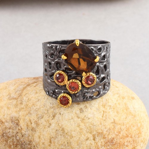 Bague Femme En Argent 925 Avec Perle Naturelle Et Pierre Fumée Synthétique - Neuf Étiqueté