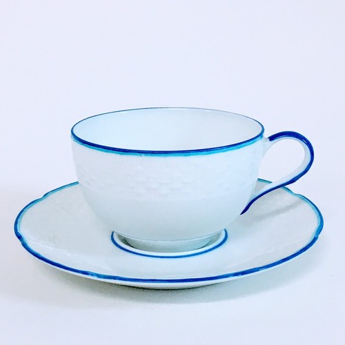 Villandry Blue by Raynaud Flat Tea Cup & Saucer - New