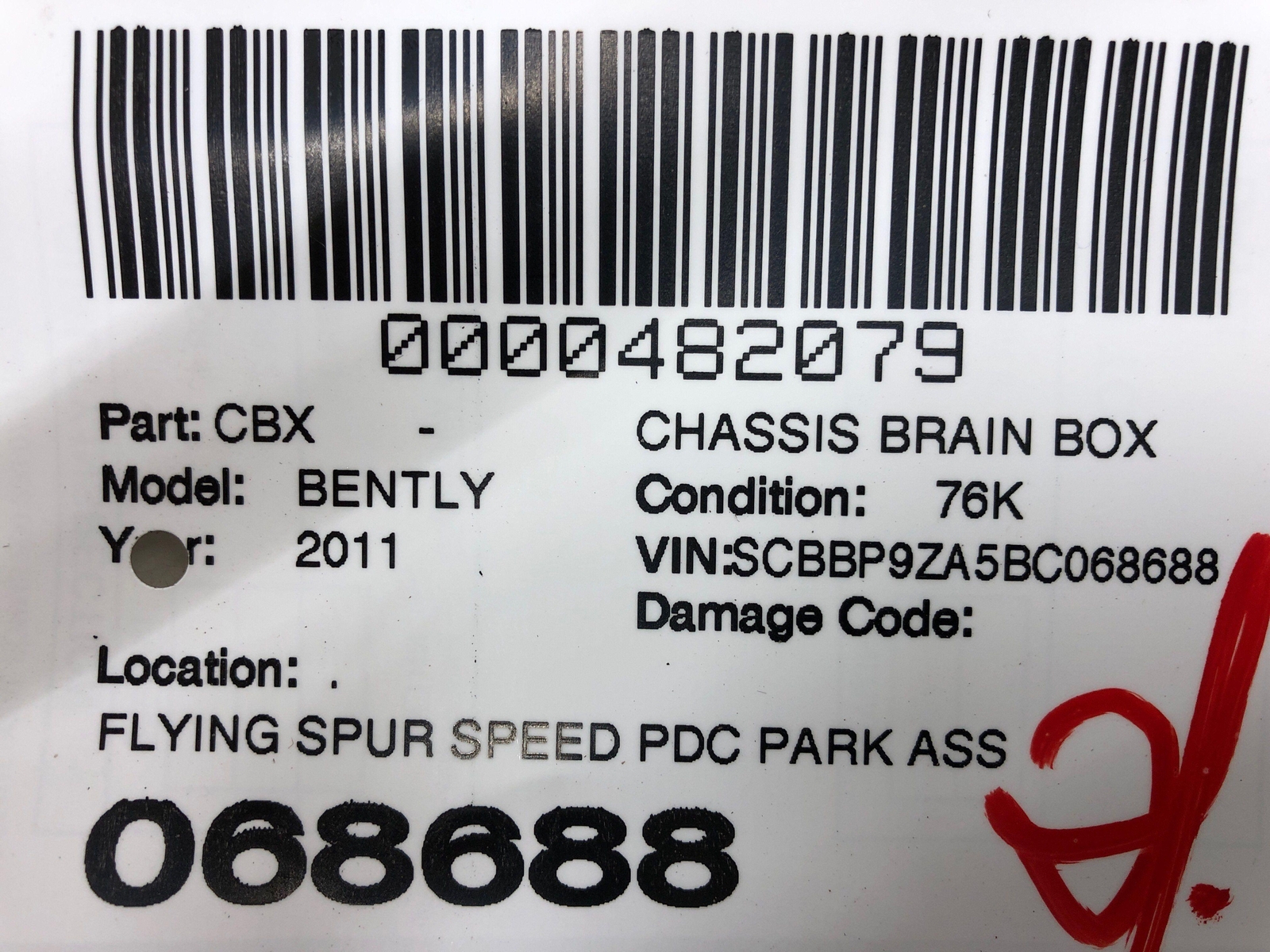 2006-2012 BENTLEY CONTINENTAL OEM PDC PARK ASSIST CONTROL MODULE UNIT 3W0919283D