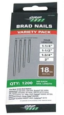 1200 Brad Nails 18 GA. Variety Pack 300 each size 1-1/4", 1-1/2", 1-3/4" & 2"