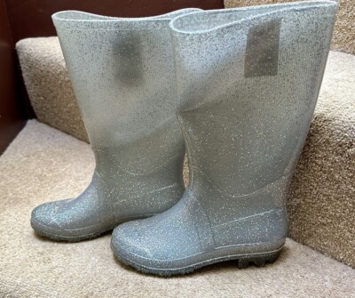 M&S Marks Spencer Silver Mix Glitter Wellies Wellys Wellington Boots Size  UK UK