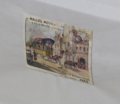 MOYNAT - Malle cabine en toile damier, bordure lozinée, renf